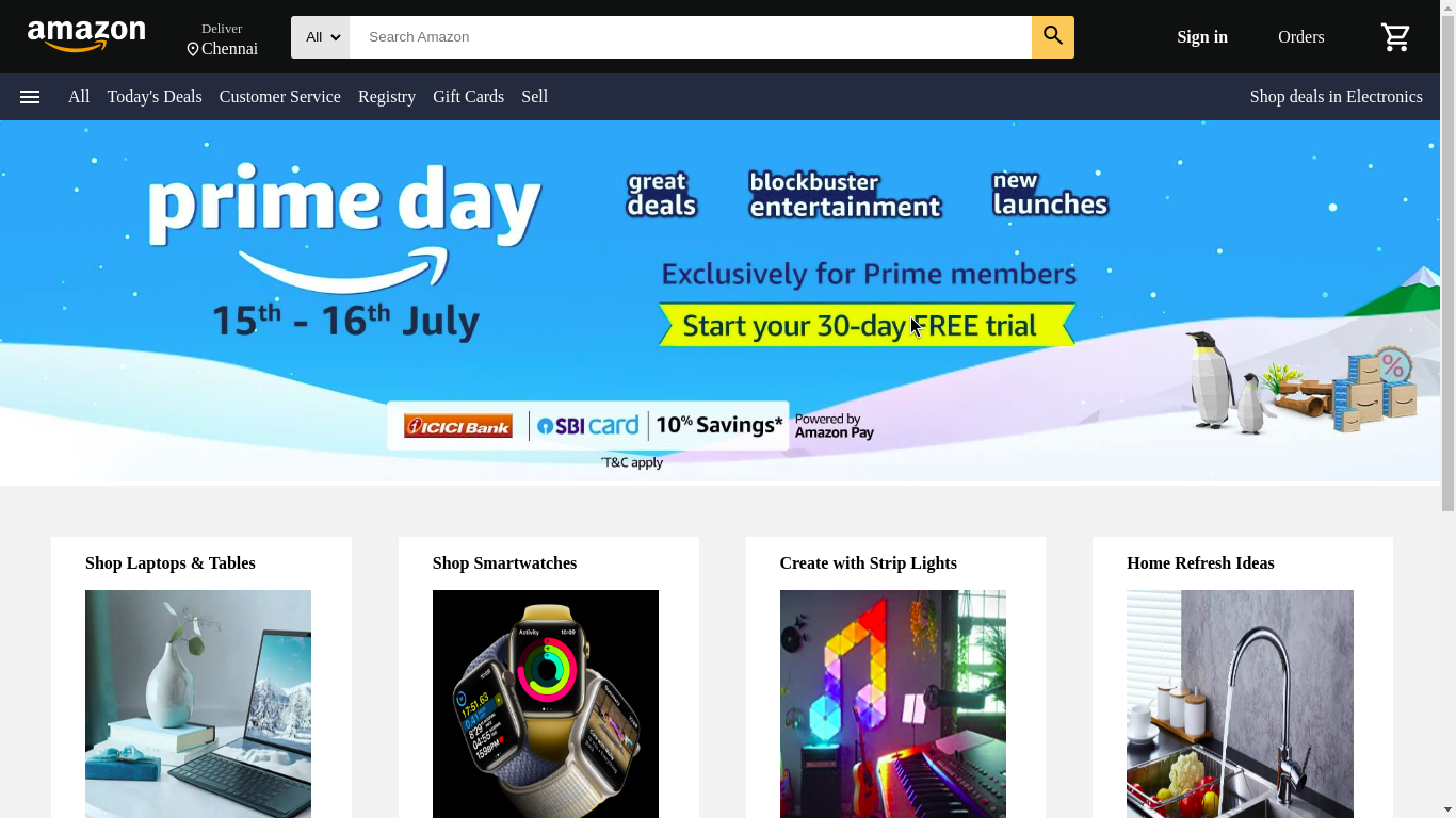 Amazos website copy