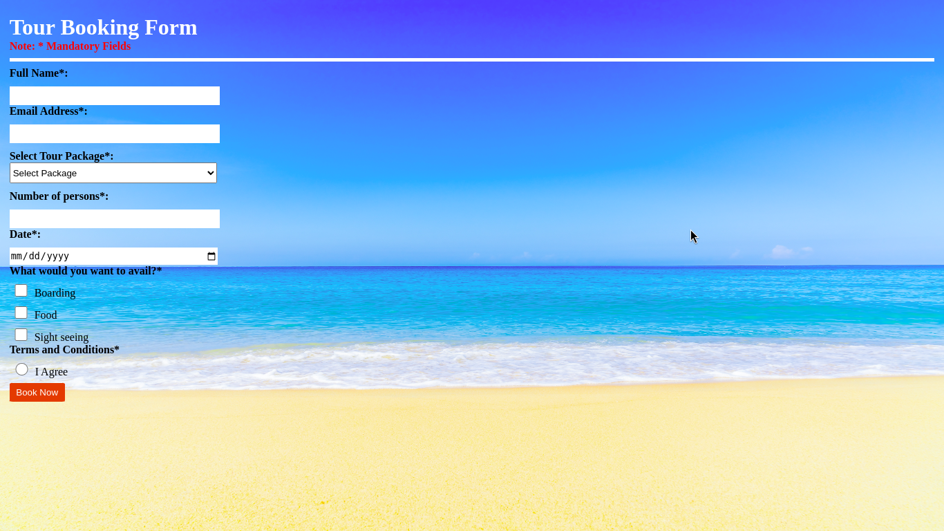 Travel Booking Form